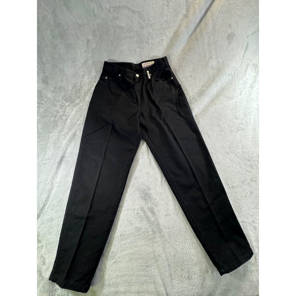 Sasson Jeans Women's 15/16 Petite Black Denim High Waisted Straight Leg NWT